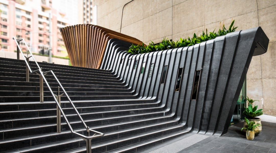 artefact display in Crane Place Staircase, 200 George street